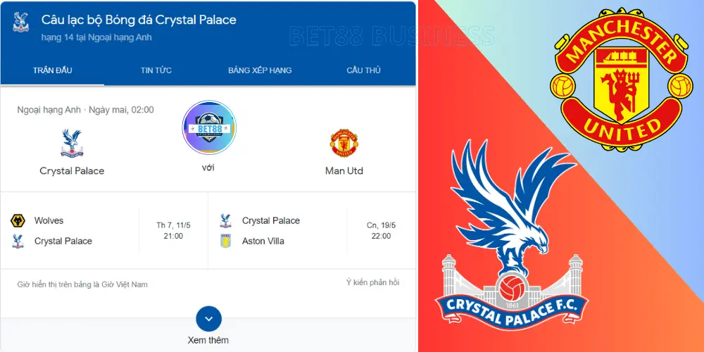 SOI KÈO MANCHESTER UNITED VS CRYSTAL PALACE NGÀY 07/05/2024