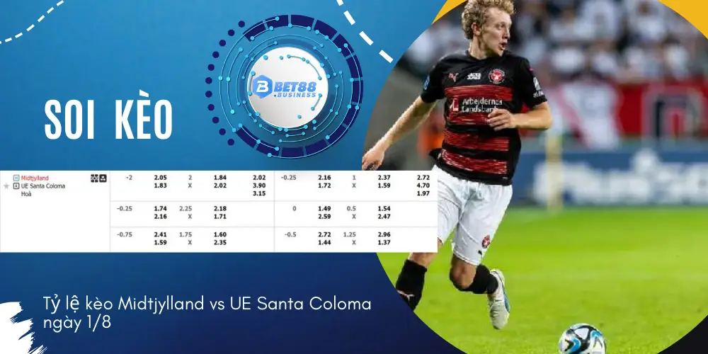 Tỷ lệ kèo Midtjylland vs UE Santa Coloma ngày 1/8